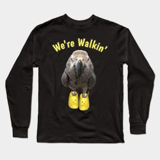 African Grey Parrot Walking Exercise Long Sleeve T-Shirt